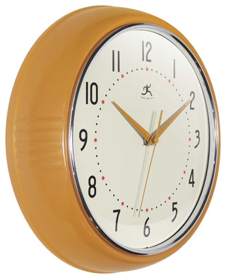 12 Inch Round Retro Wall Clock, Saffron