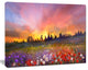 Field of Poppy Dandelion and Daisy, Large Floral Canvas Artwork, 40"x30"