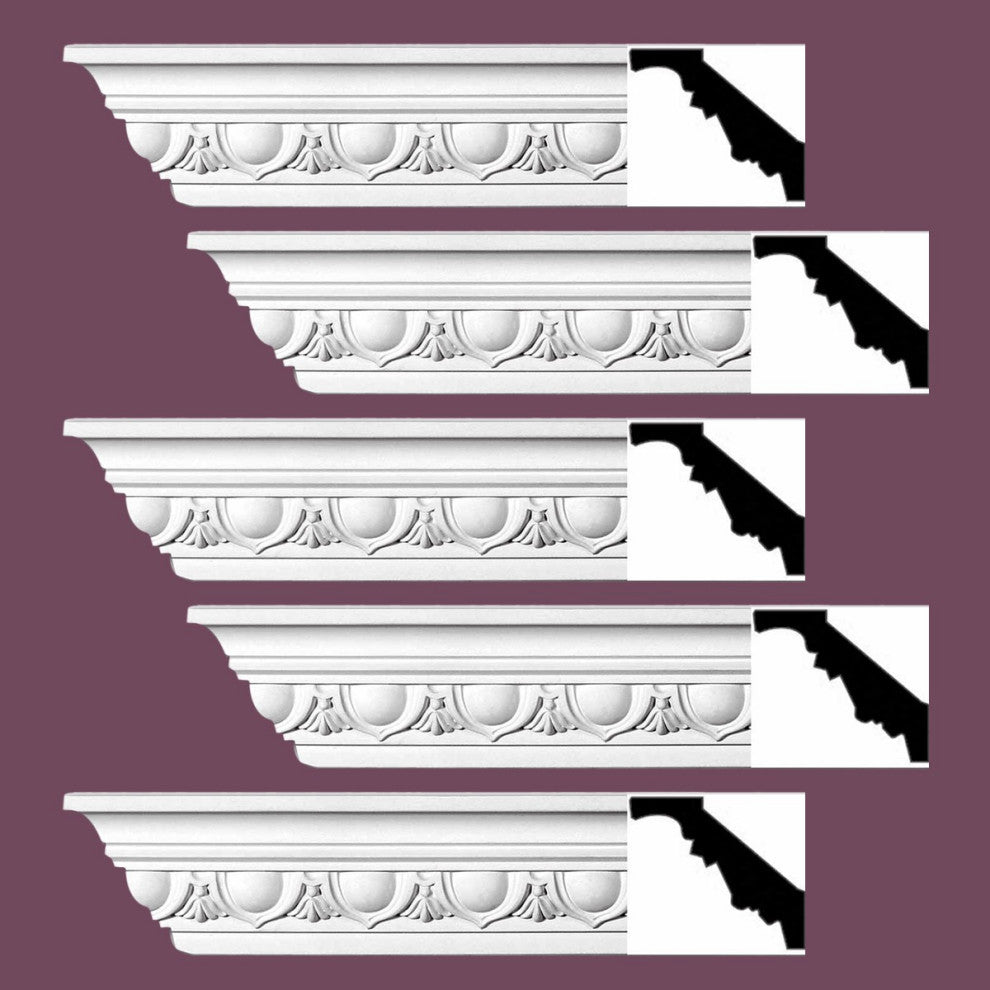 Cornice White Urethane Dunkirk Design 5 Pieces Totaling 470" Length