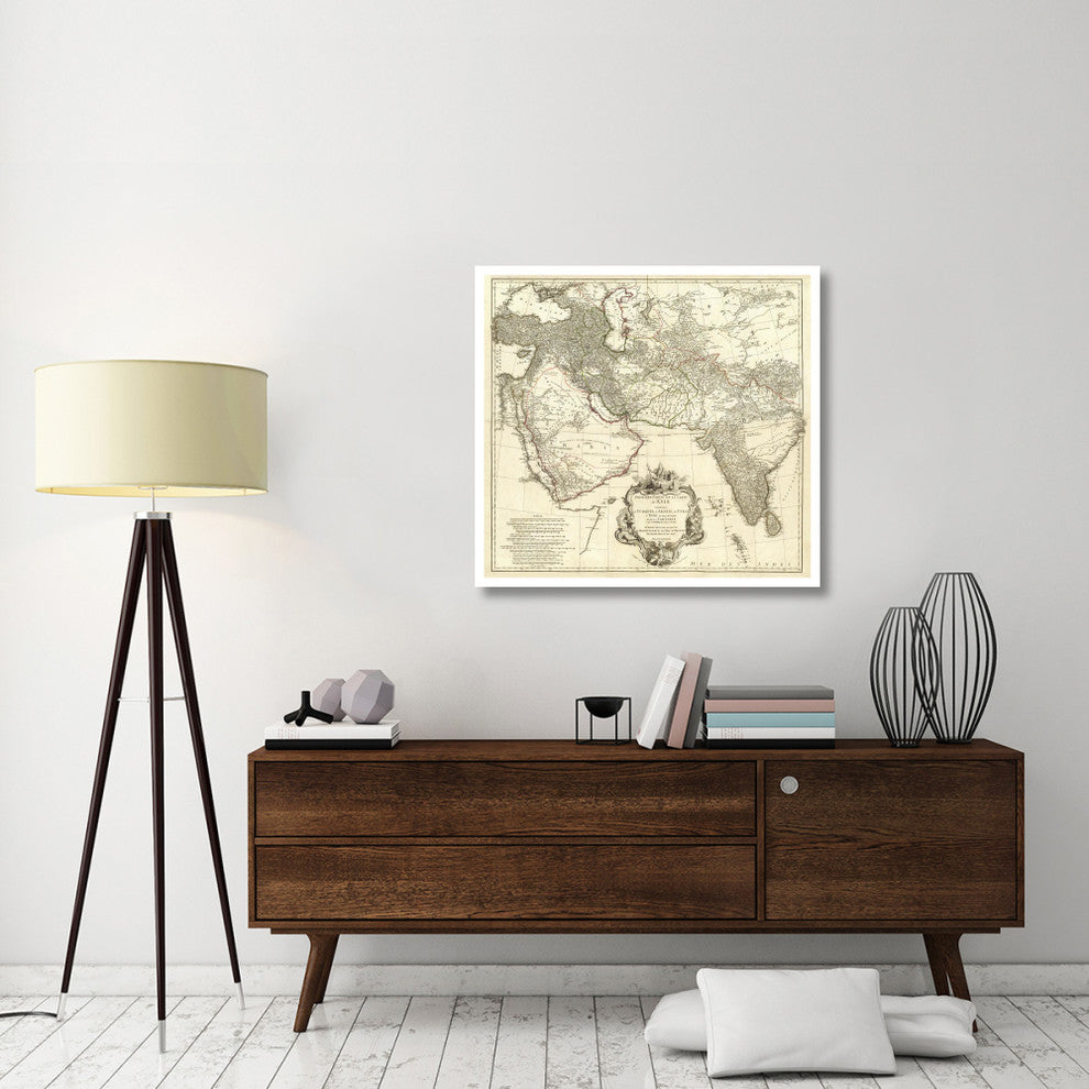 "Asia I, 1751" Digital Paper Print by Jean Baptiste Bourguignon Anville, 38"x35"