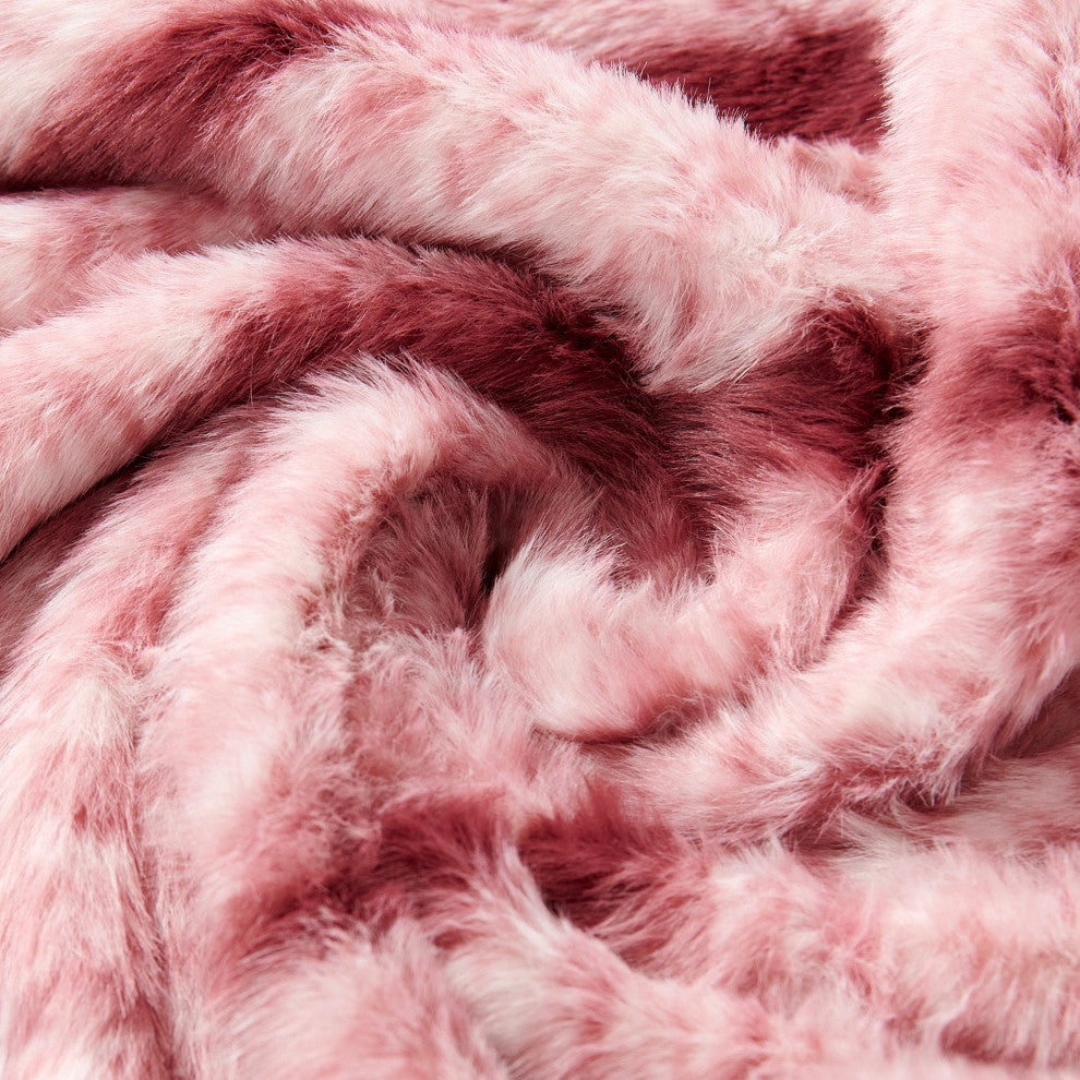 Finch Stripe Faux Fur 2 Piece Pillow Shell Sets, Woodrose, 20" X 20"