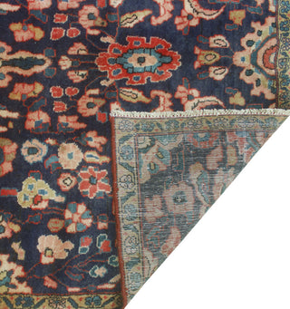 Fine Vintage Distressed Kohen Navy/Beige Runner, 3'7x8'11