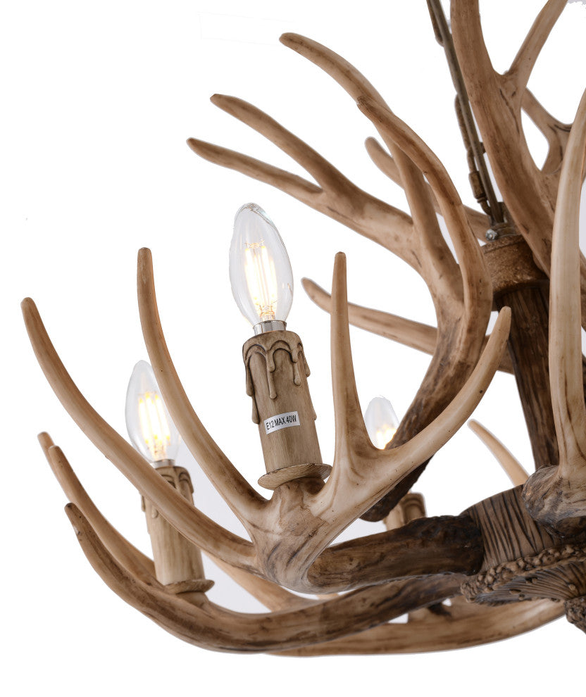 Bethel International IL07 6-Light Antler Pendant, Brown