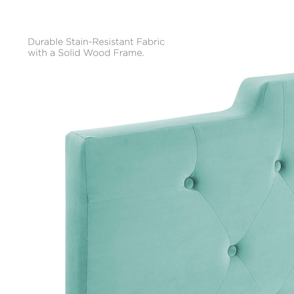 Tufted Headboard, Full Queen Size, Velvet, Blue, Modern Contemporary, Bedroom