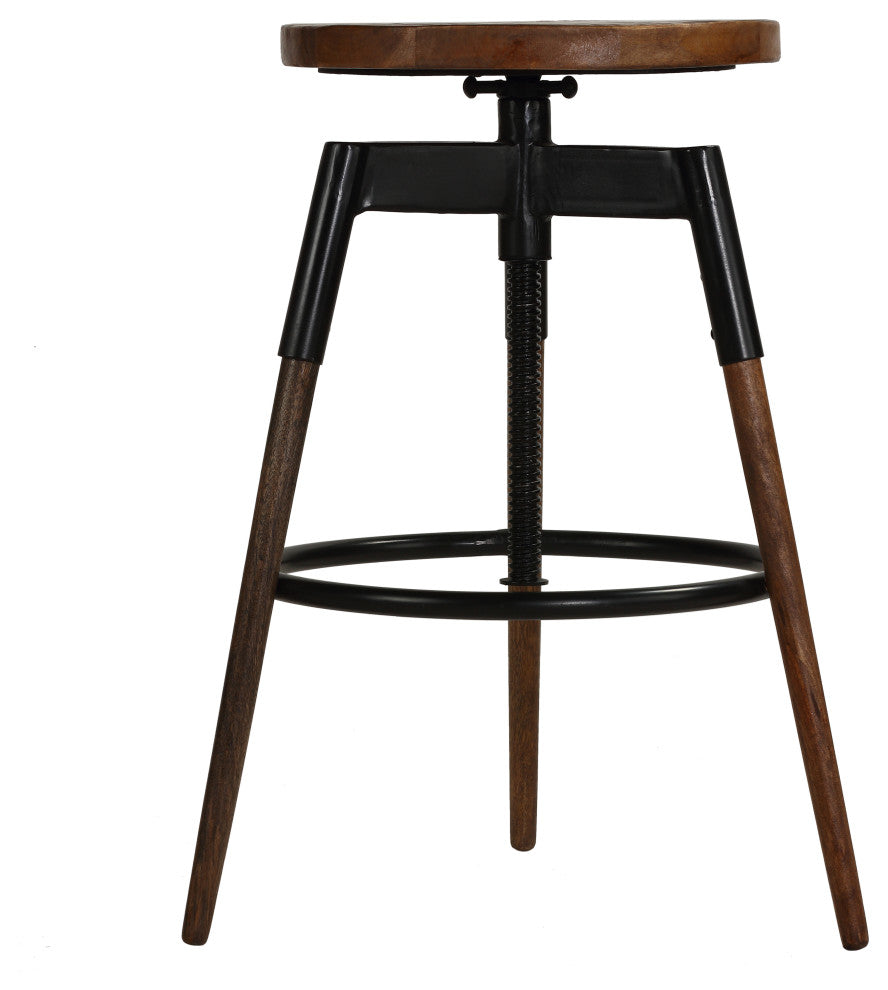 Bare Decor Cardinal Wood Adjustable Swivel Bar Stool, 25-30"