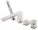 Cube Deck Mounted Bathtub Faucet With Hand Shower, Brushed Nickel
