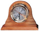 7.5" Polished Brass Quartz Clock With Oak Wood Base