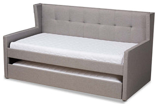 Sylvia Fabric Upholstered Twin Size Daybed With Trundle, Gray