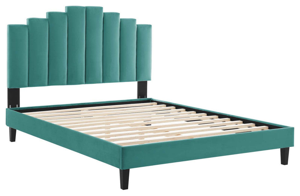 Elise Queen Performance Velvet Platform Bed MOD-6692-TEA