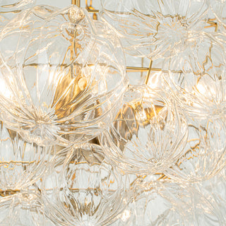 Modern Textured Glass Bubble Chandelier, Brass, 8 Lights