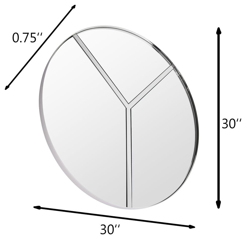.-    Lyra 30-in Round Accent Mirror - Polished Nickel