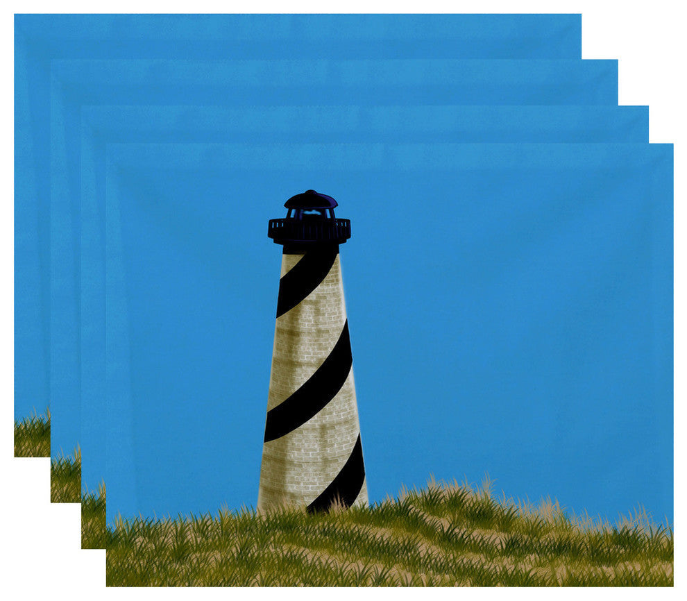 18"x14" Outerbanks, Geometric Print Placemat, Blue, Set of 4