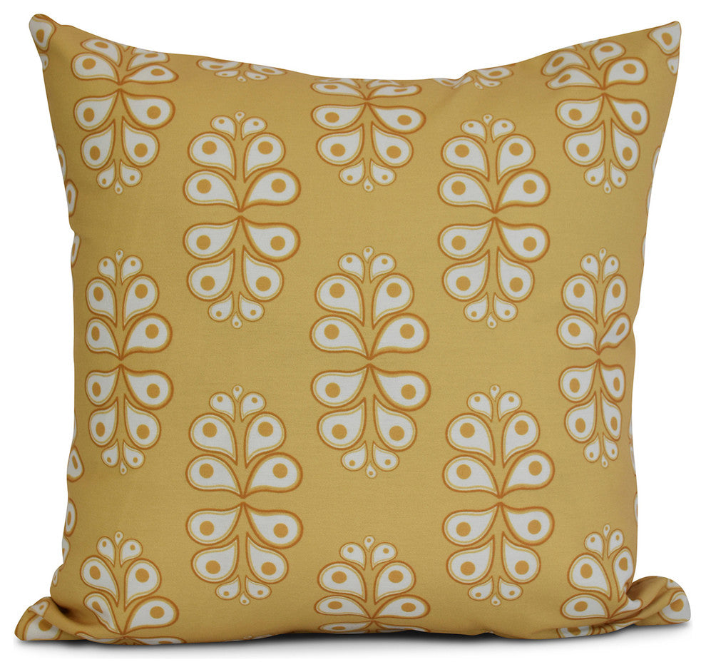 Yellow Wacky Paisley, Geometric Print Pillow, 20"x20"