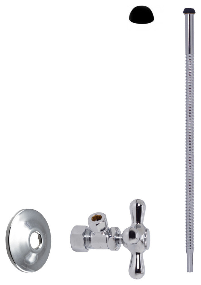 Supply Kit - 5/8" Od X 3/8" Od X 15" Corrugated In Polished Brass, Polished Chrome