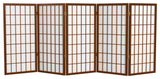3' Tall Window Pane Shoji Screen, Walnut, 5 Panels