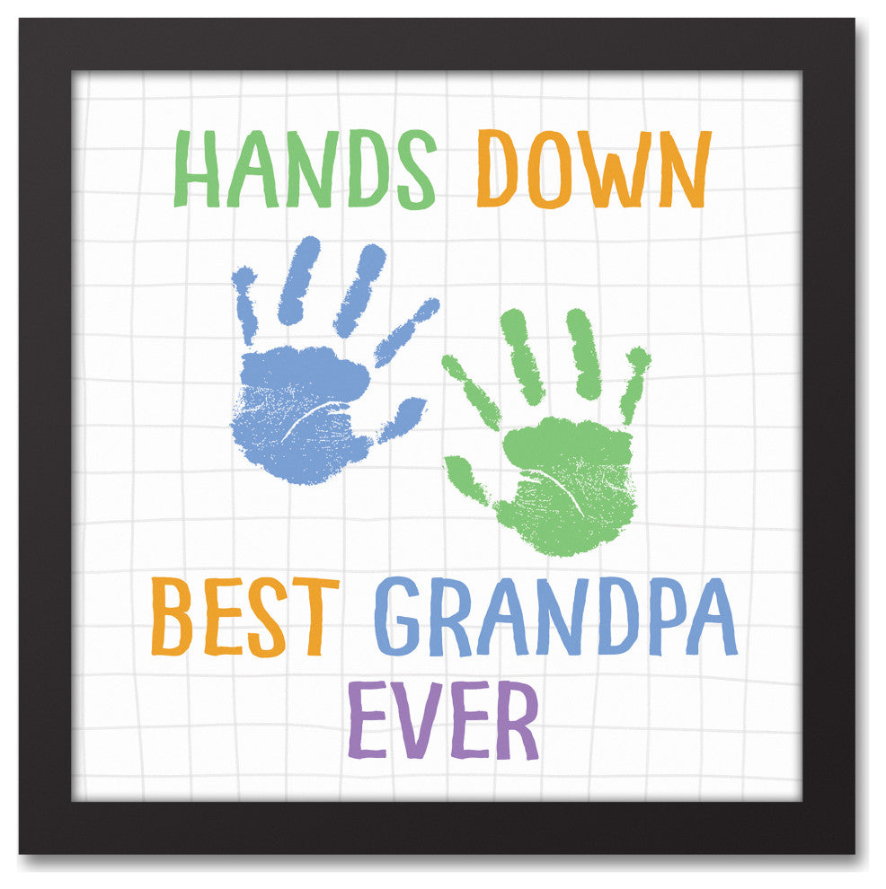 Hands Down Best Grandpa 12x12 Black Framed Canvas