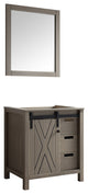 Marsyas 30" Ash Gray Single Bathroom Vanity Cabinet, 28" Wall Mirror