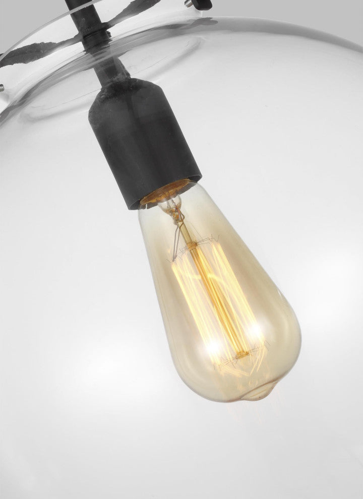 Kate One Light Sphere Pendant, Midnight Black