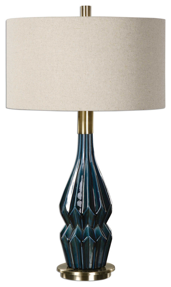 Elegant Dark Blue Teal Ceramic Table Lamp