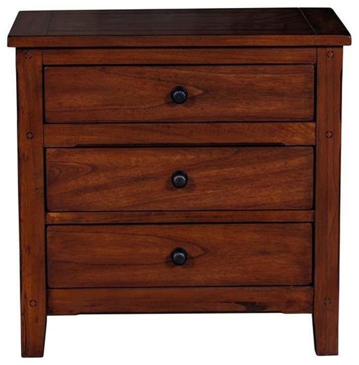 Pemberly Row 29" Petite Traditional Wood Night Stand in Dark Chocolate