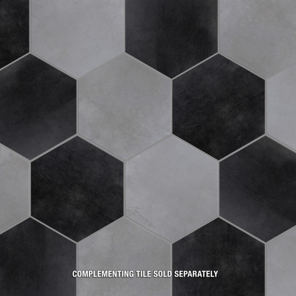 Industrial Hex Multi Mix Porcelain Floor and Wall Tile, Silver