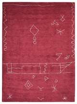 HAND KNOTTED LOOM SILK ECO-FRIENDLY RUGS-9'x12',Rectangle,Red White,Contemporary