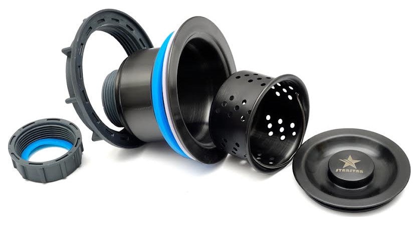 Starstar Kitchen Sink Drain Assembly 3.5" Sink Opening Strainer, Set of 2, Black