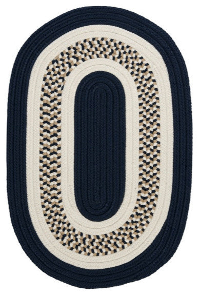 Colonial Mills Flowers Bay FB52 Navy Indoor/Outdoor Area Rug, Oval 8'x11'
