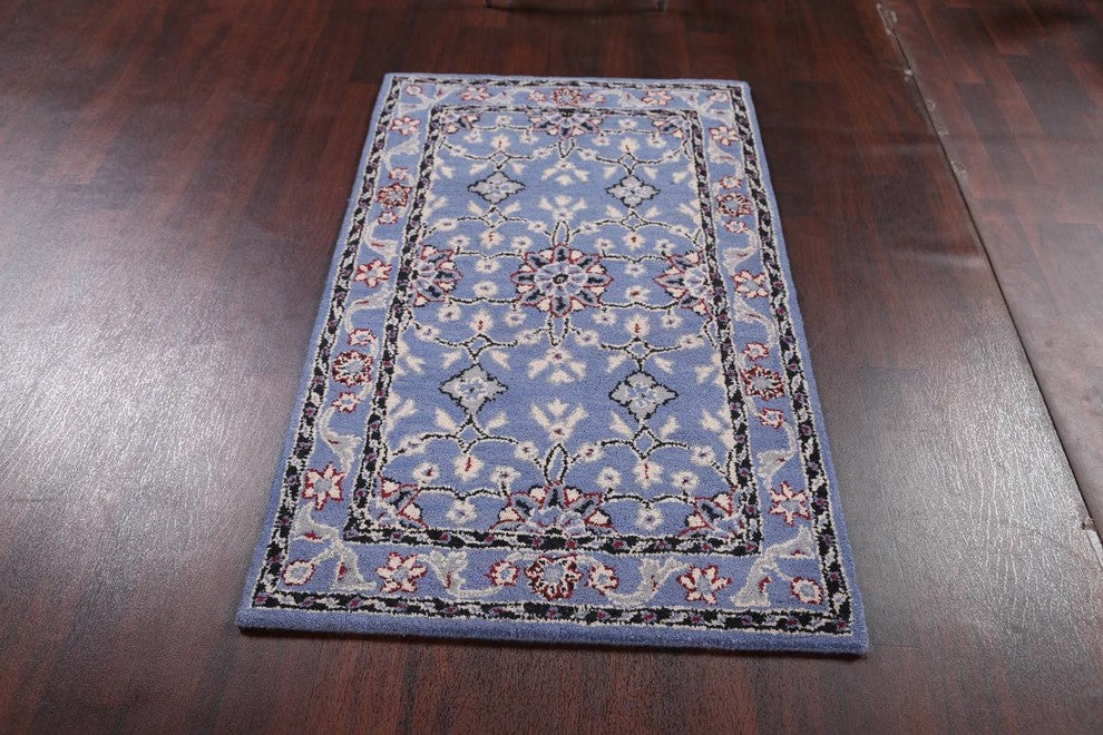 Oushak Hand Tufted Medallion Oriental Bordered Area Rug, Blue, 8x10'