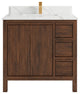 Elizabeth 36 Center Sink Bath Vanity in Dark Walnut Teak 1.5" Calacatta Laza