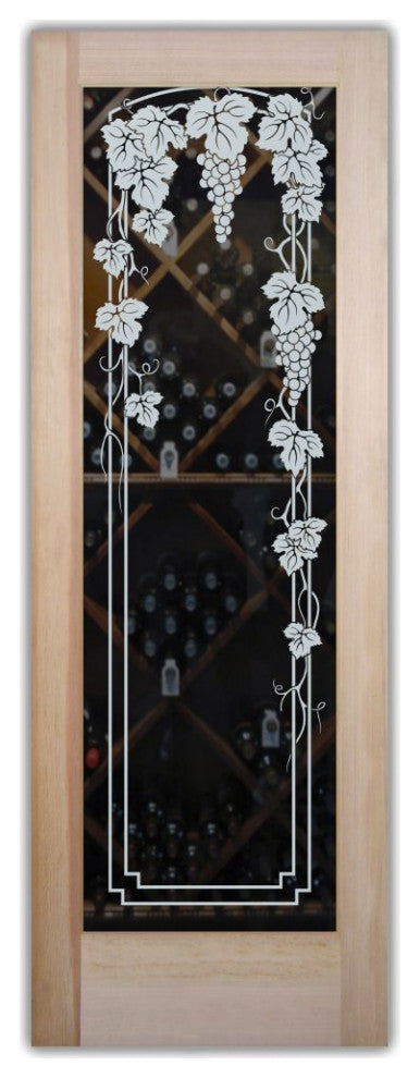 Wine Door - Vineyard Grapes Trellis - Primed - 30" x 84" - Knob on Right -...