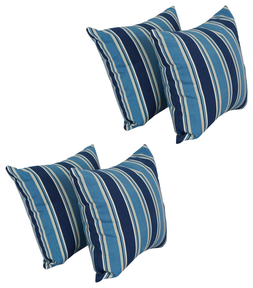 17" Square Polyester Outdoor Throw Pillows, Set of 4, Tobago Ocean