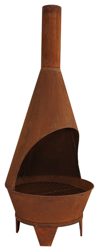 Sunnydaze Rustic Chiminea Outdoor Wood-Burning Fireplace Fire Pit - 6-Foot