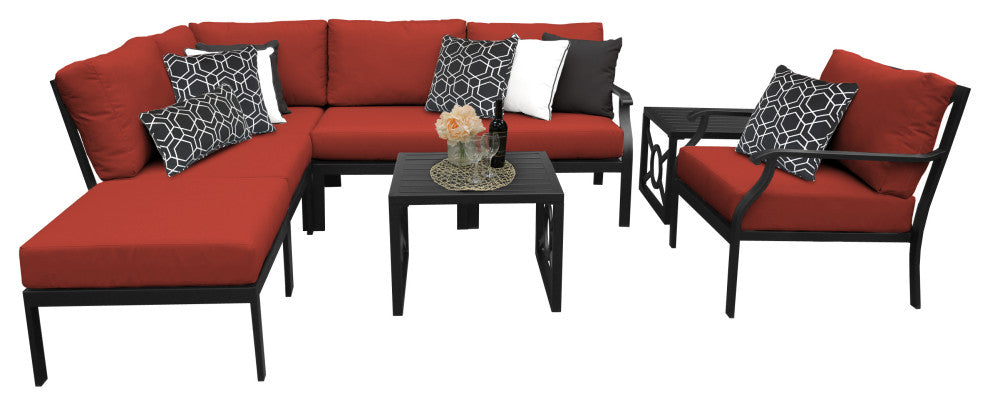 kathy ireland Madison Ave. 8 Piece Aluminum Patio Furniture Set 08m, Cinnamon