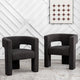 28" Wide Boucle Upholstered Square Armchair, Set of 2, Dark Gray