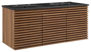 Render 48" Wall-Mount Bathroom Vanity, Walnut Black