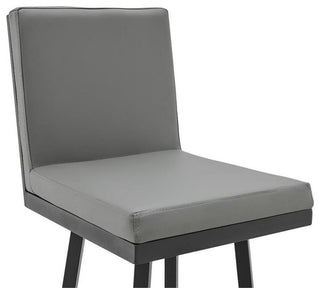 Armen Living Rochester 30" Faux Leather Swivel Bar Stool in Gray/Black
