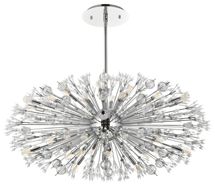 Victor 48" Crystal Starburst Oval Pendant, Chrome