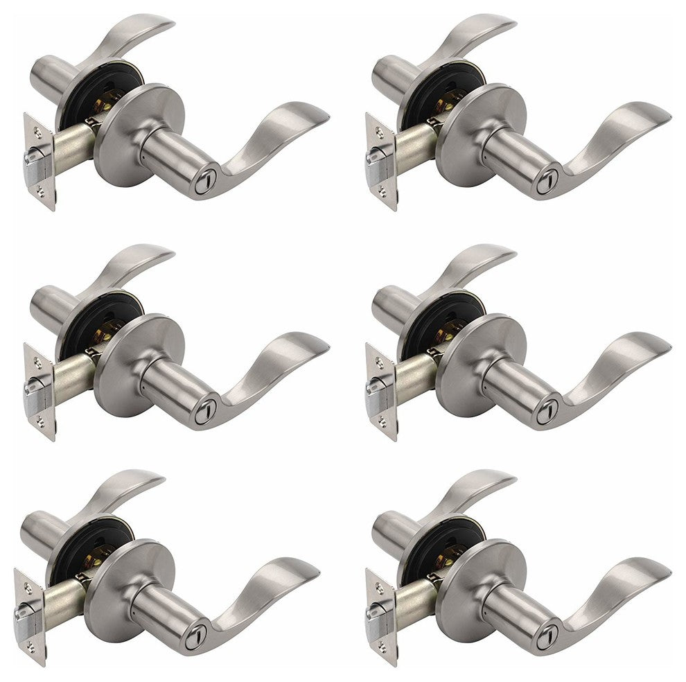 Dynasty CONTRACTOR Pack Heritage Lever Privacy Set, Satin Nickel, 6 Pack