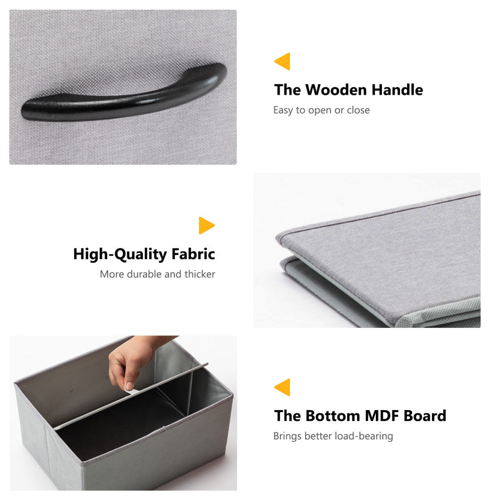 6 Fabric Drawers Steel Frame Double Dresser, Grey