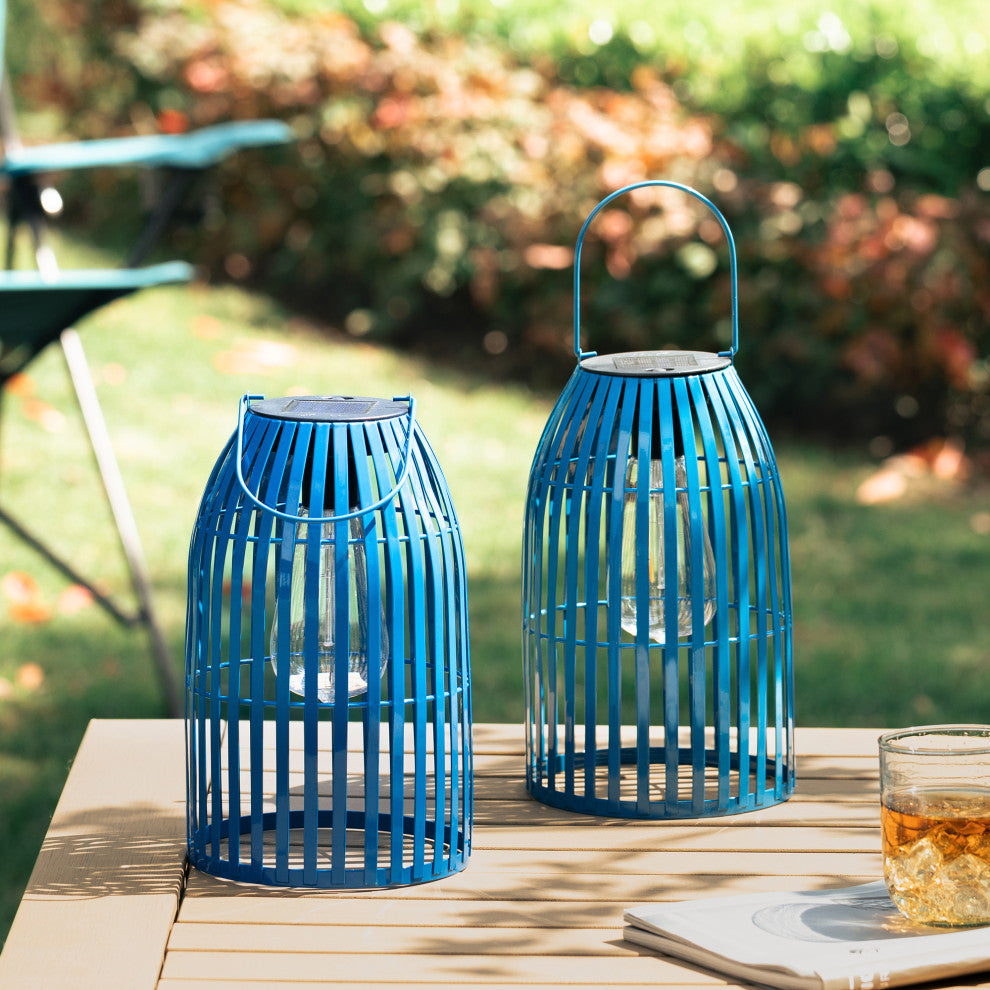Metal Woven Solar Powered Hanging Lantern, 2-Piece Set