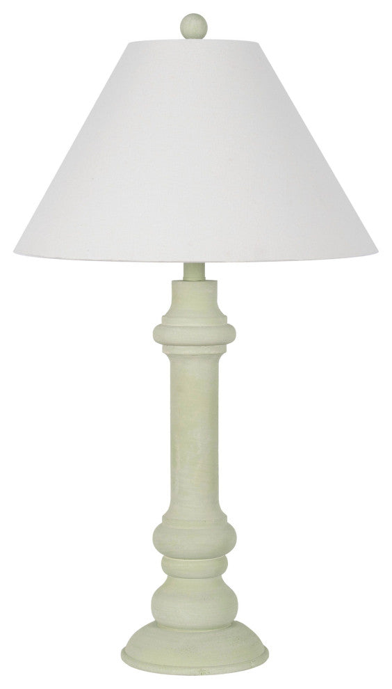 Polyresin 30" Table Lamp with Linen Shade, Matte Green (Set of 2)