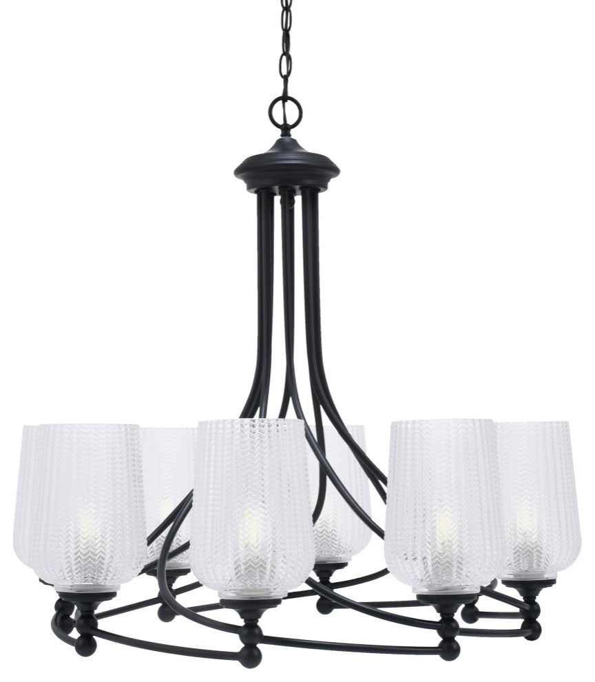 Capri 8-Light Chandelier, Matte Black/Clear Textured