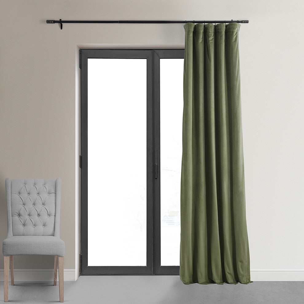 Signature Blackout Velvet Curtain Single Panel, Hunter Green, 50"x96"