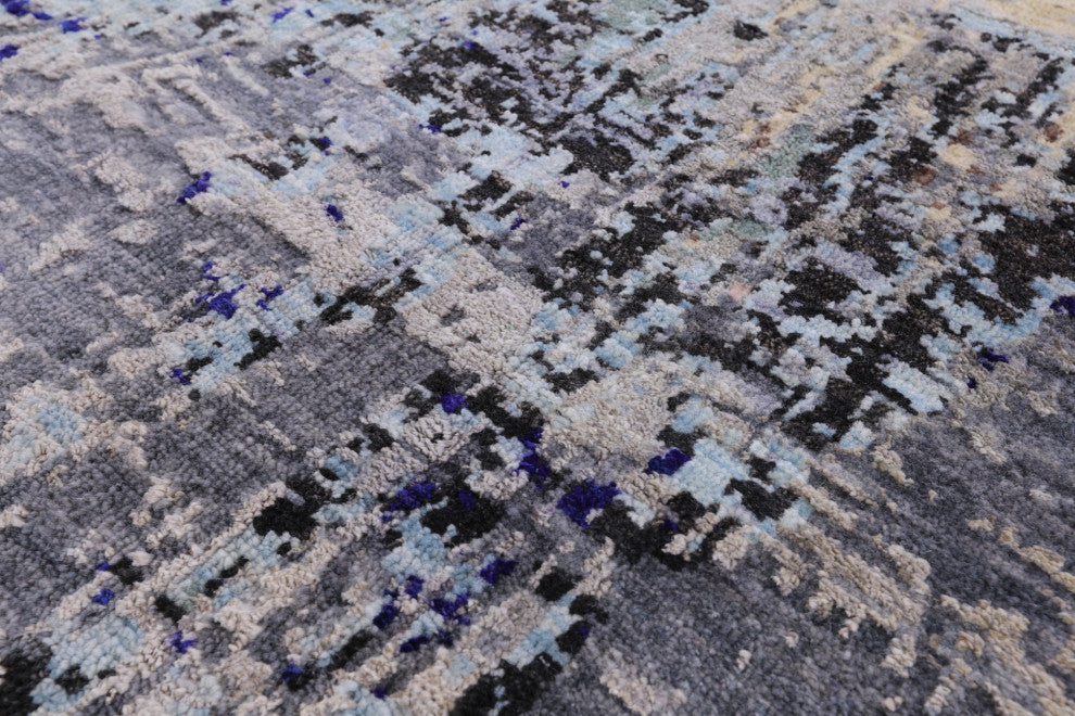 8' 1" X 9' 10" Abstract Wool & Silk Handmade Rug - Q13691