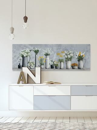 "Blooms, White and Yellow" Painting Print on Wrapped Canvas