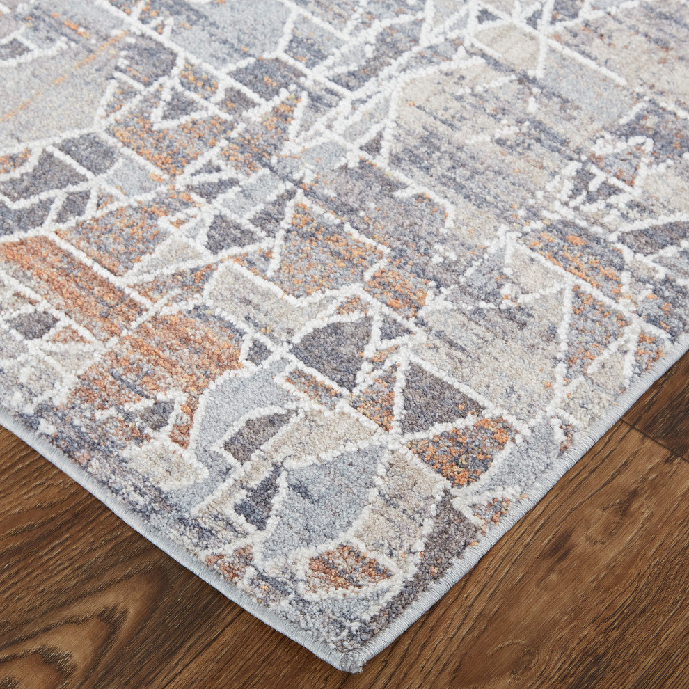 Weave & Wander Edwardo Rug, Gray/Blue, 5' x 8' Rug