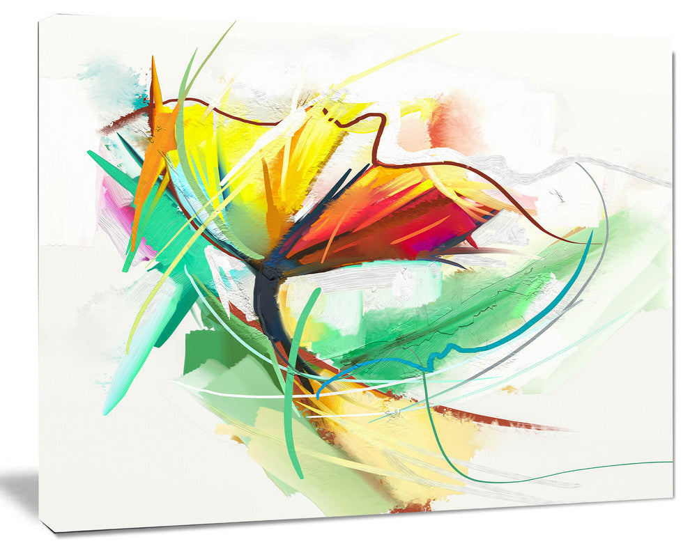 Still Life of Yellow Red Color Flower, Large Floral Canvas Art Print, 60"x28"