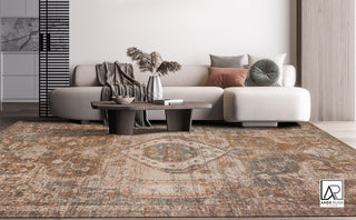 Eternal Lisbon Area Rug, Brown, 5'7" x 7'6", Medallion