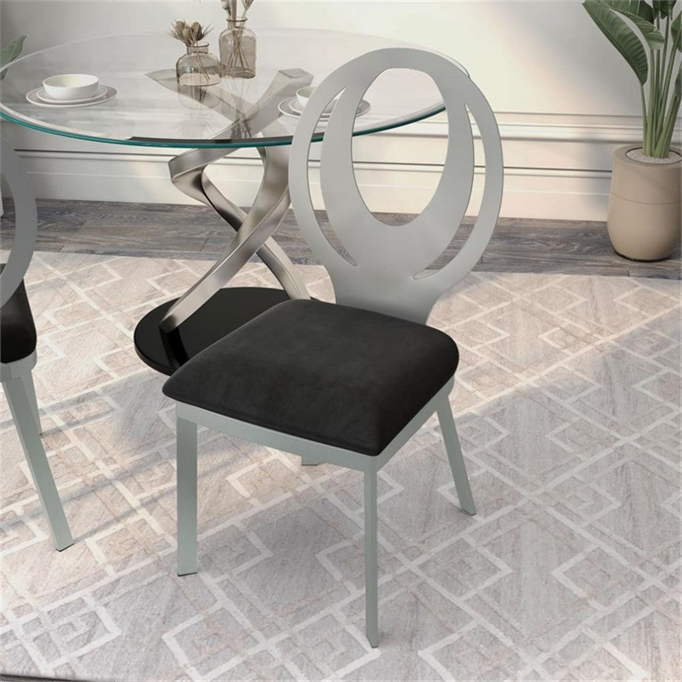 Furniture of America Myer Stainless Steel Dining Chair in Silver (Set of 2)